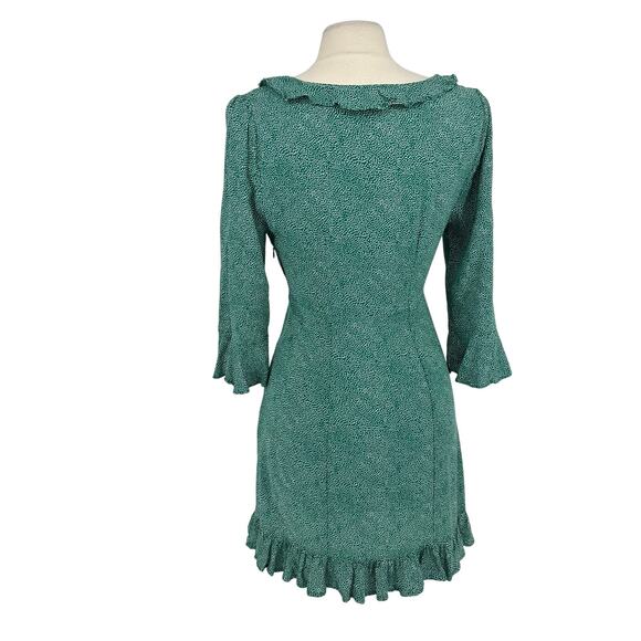 AUGUSTE Diamond Rumba Sleeved Mini Dress Green US 6 Long Sleeve Coquette Fairy - Picture 4 of 14